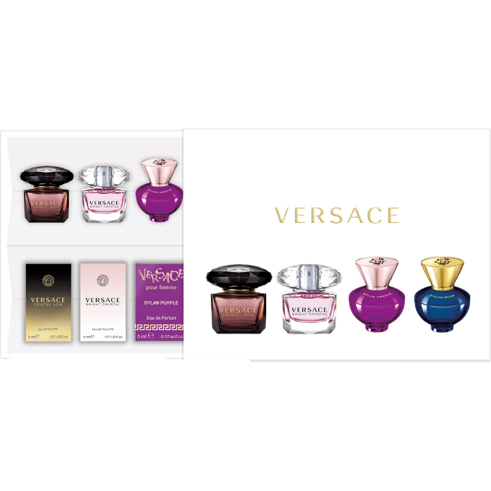Pour Femme Miniature Dylan Blue + Dylan Purple + Bright Crystal + Crystal Noir Gift Set, 4x5ml