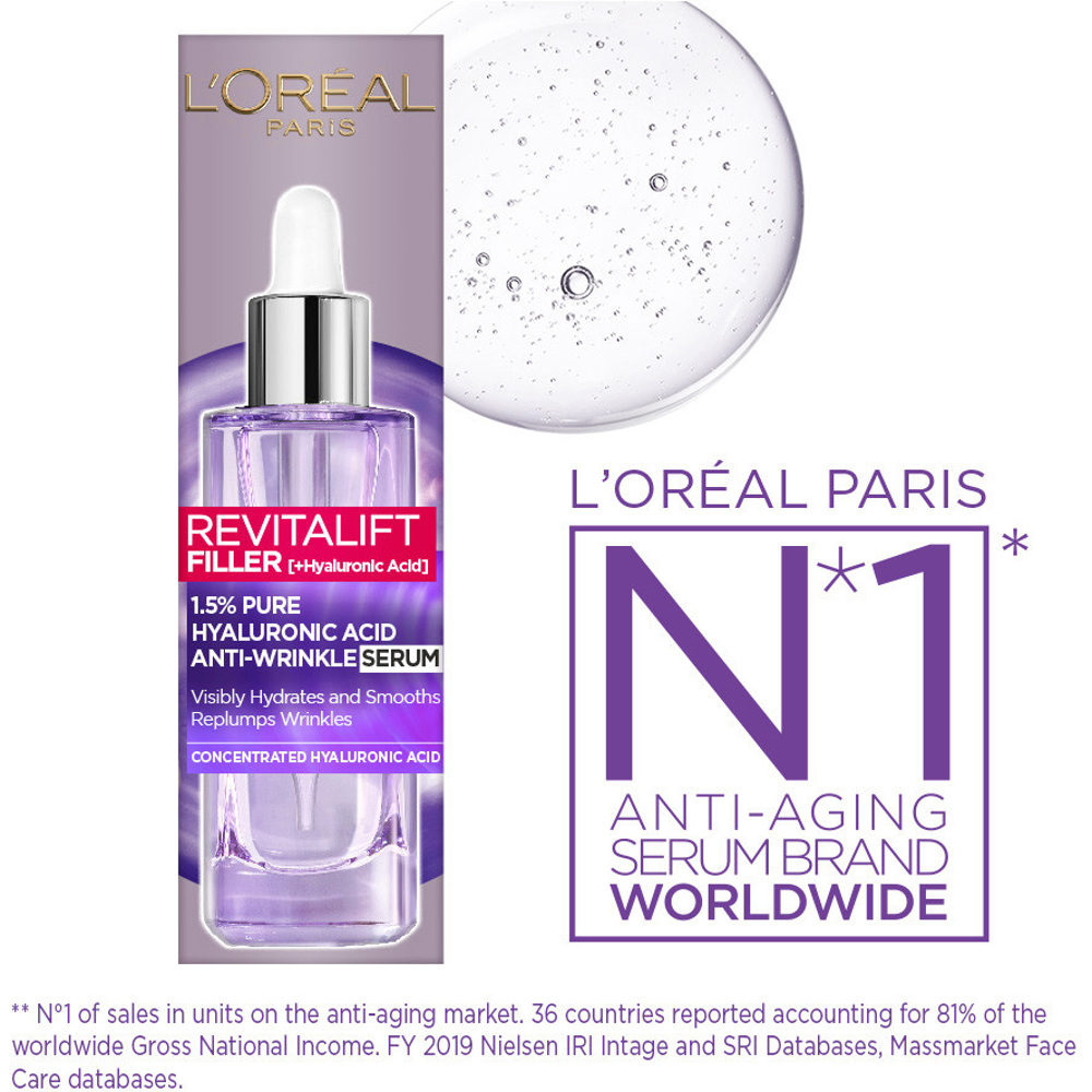 Revitalift Filler Eye Serum 2.5% Hyaluronic Acid + Caffeine, 20ml