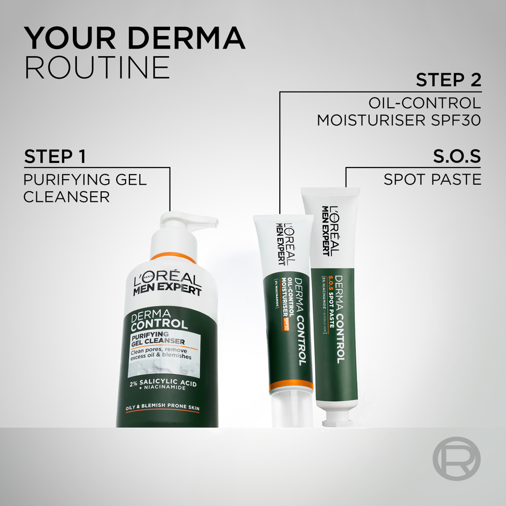 Men Expert Derma Control Purifying Gel Cleanser, 260ml