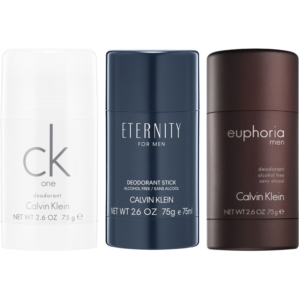 Euphoria Men Deostick 75g + Eternity for Men Deostick 75g + CK One Deostick 75g