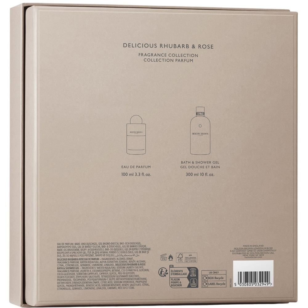Delicious Rhubarb & Rose Fragrance Gift Set, EdP 100ml + Bath & Shower Gel 300ml