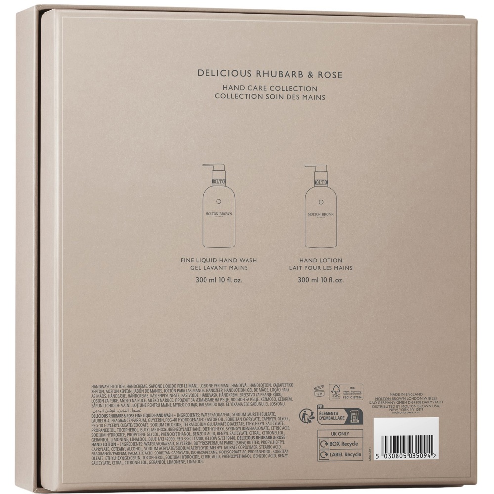 Rhubarb & Rose Hand Care Collection Gift Set, Hand Wash 300ml + Hand Lotion 300ml