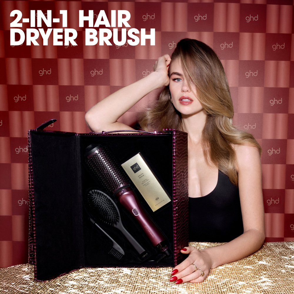 Duet Blow Dry Limited Edition 2-in-1 Hair Dryer Brush, Cherry Chic