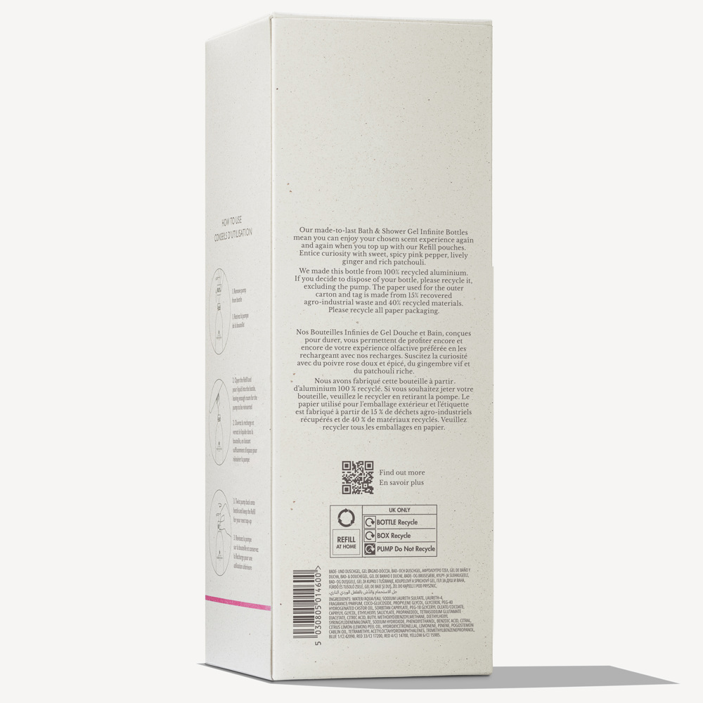 Infinite Bottle Fiery Pink Pepper Bath & Showergel, 400ml