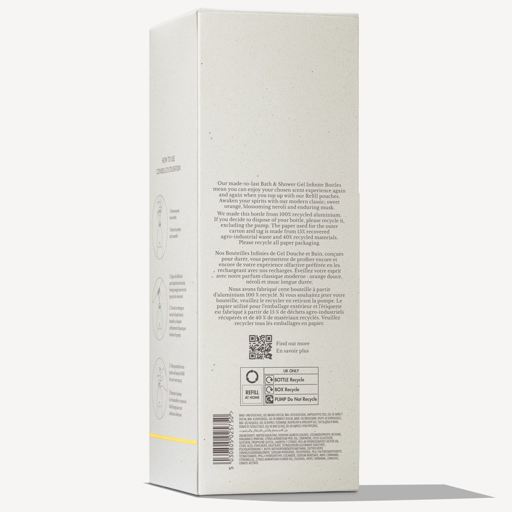 Orange & Bergamot Infinite Bath & Shower Gel, 400ml