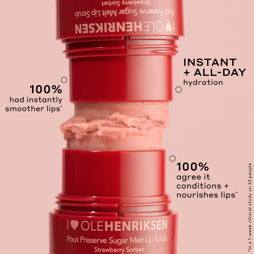 Pout Preserve Sugar Melt Lip Scrub, Strawberry Sorbet