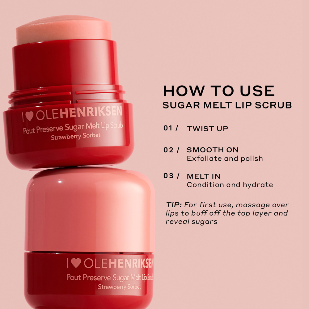 Pout Preserve Sugar Melt Lip Scrub, Strawberry Sorbet