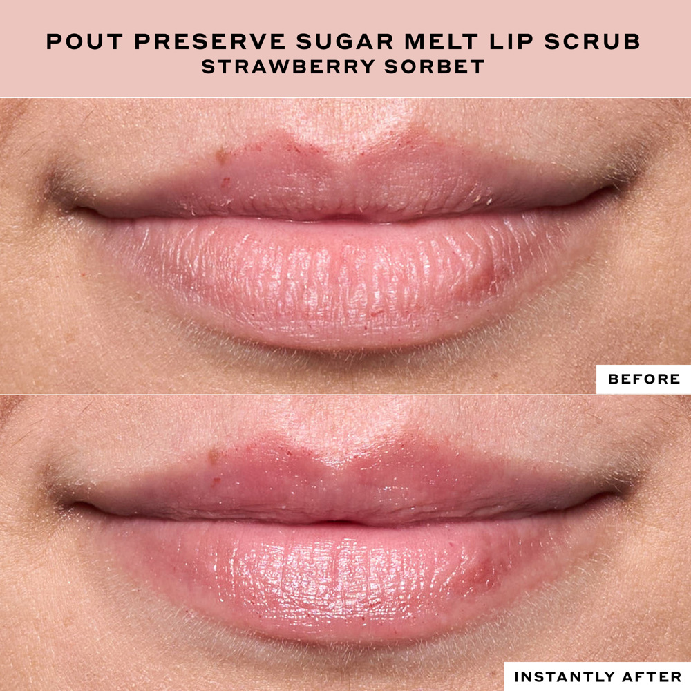 Pout Preserve Sugar Melt Lip Scrub, Strawberry Sorbet