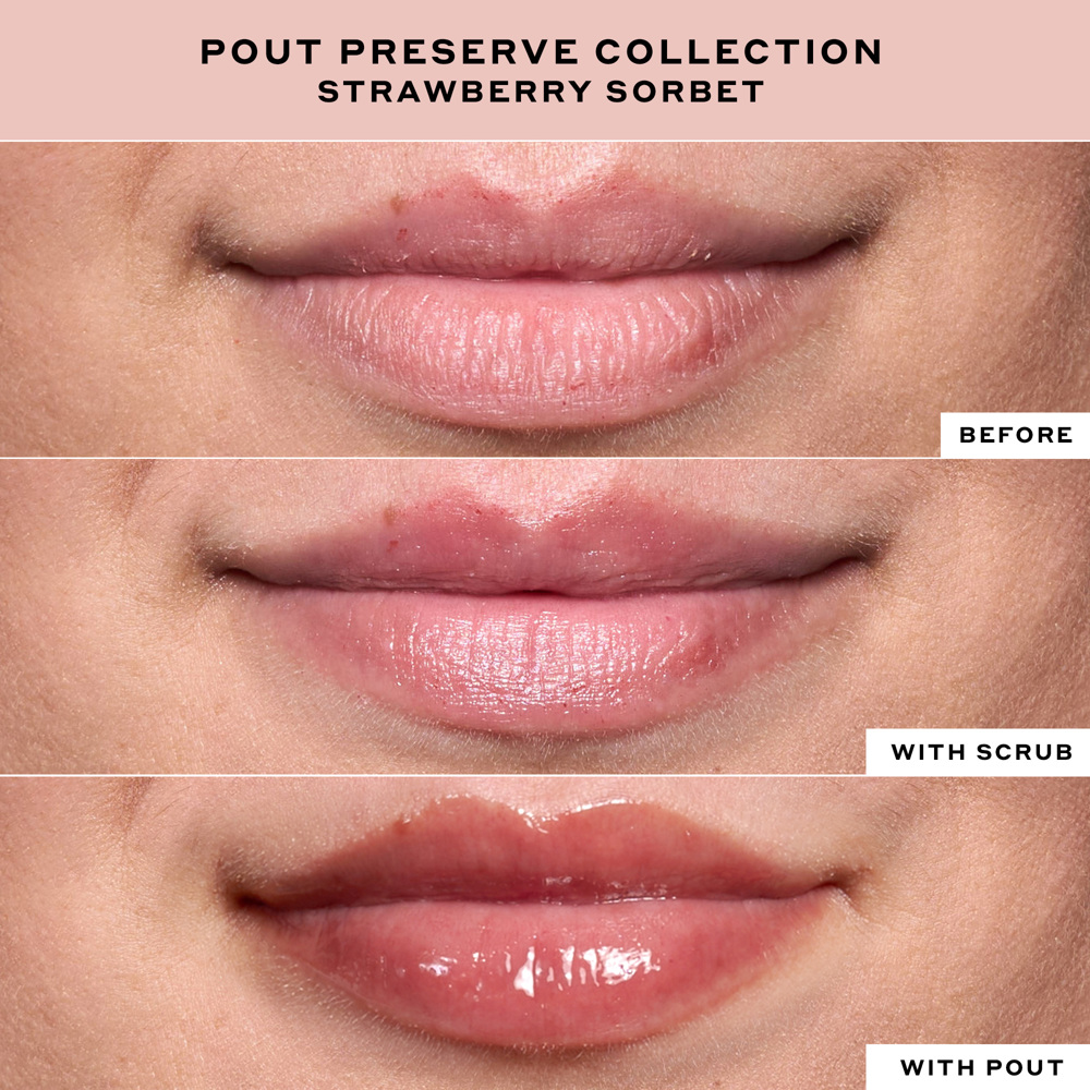 Pout Preserve Sugar Melt Lip Scrub, Strawberry Sorbet