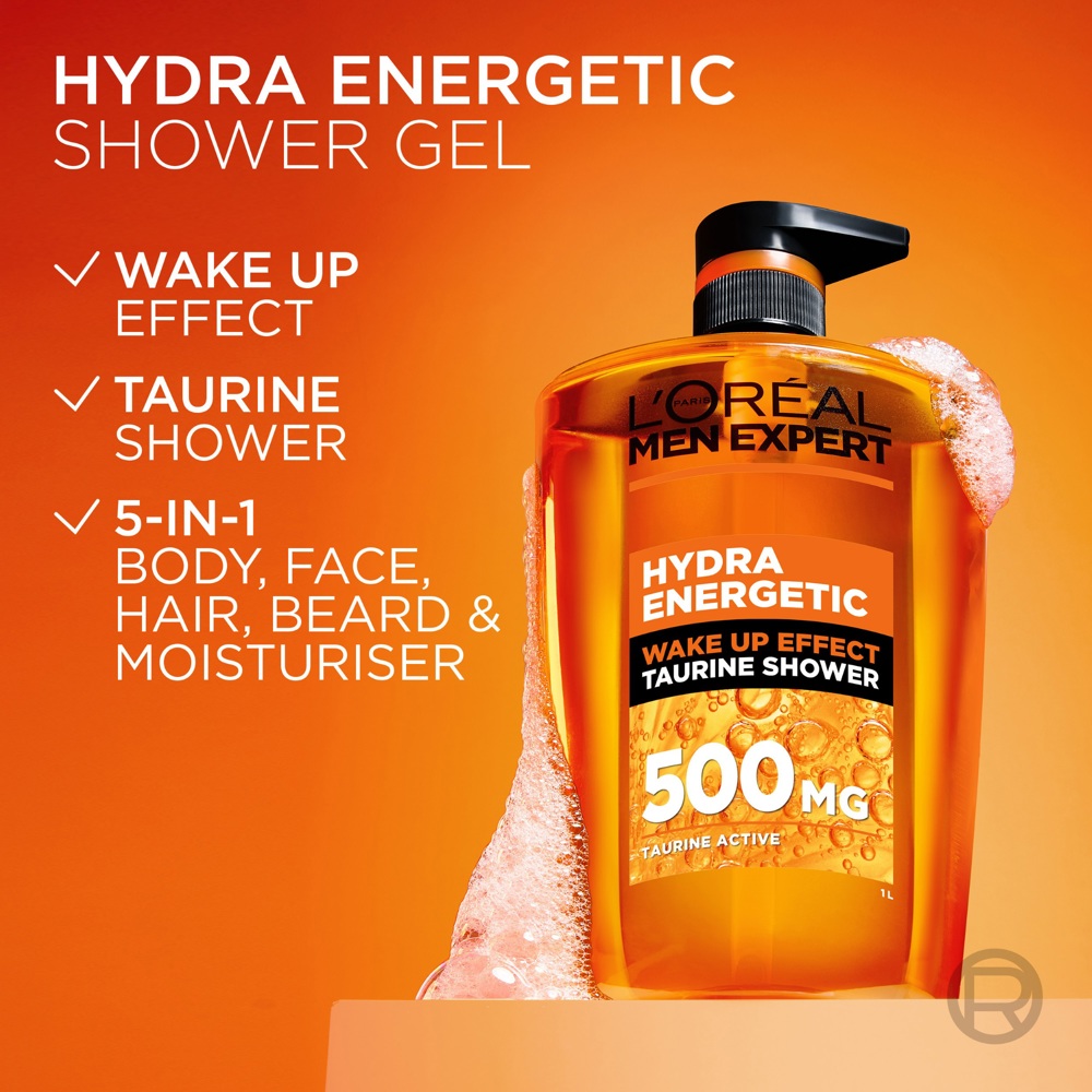 Men Expert Hydra Energetic Wake Up Effect Taurine Shower Gel, 1000ml