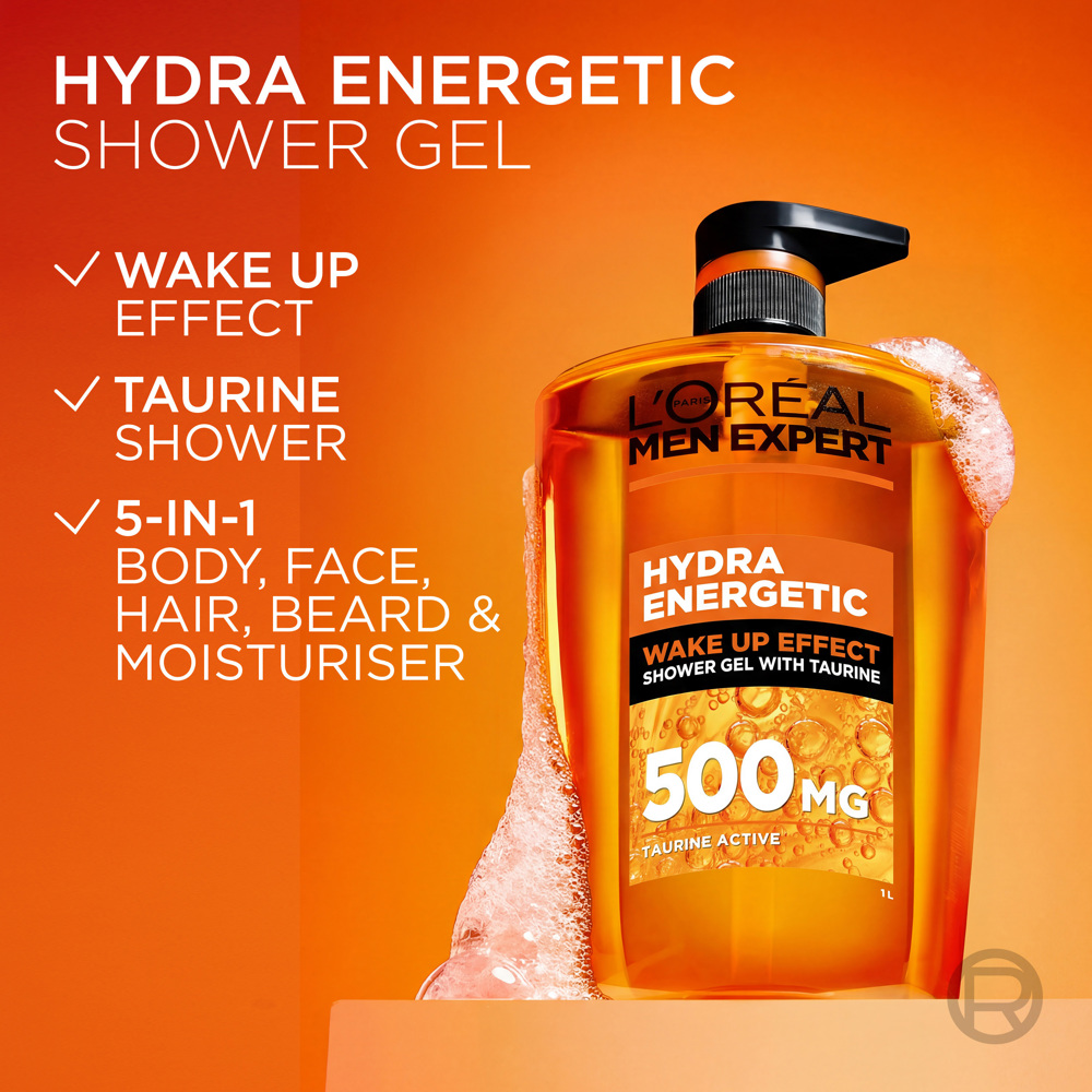 Men Expert Hydra Energetic Wake Up Effect Taurine Shower Gel, 1000ml