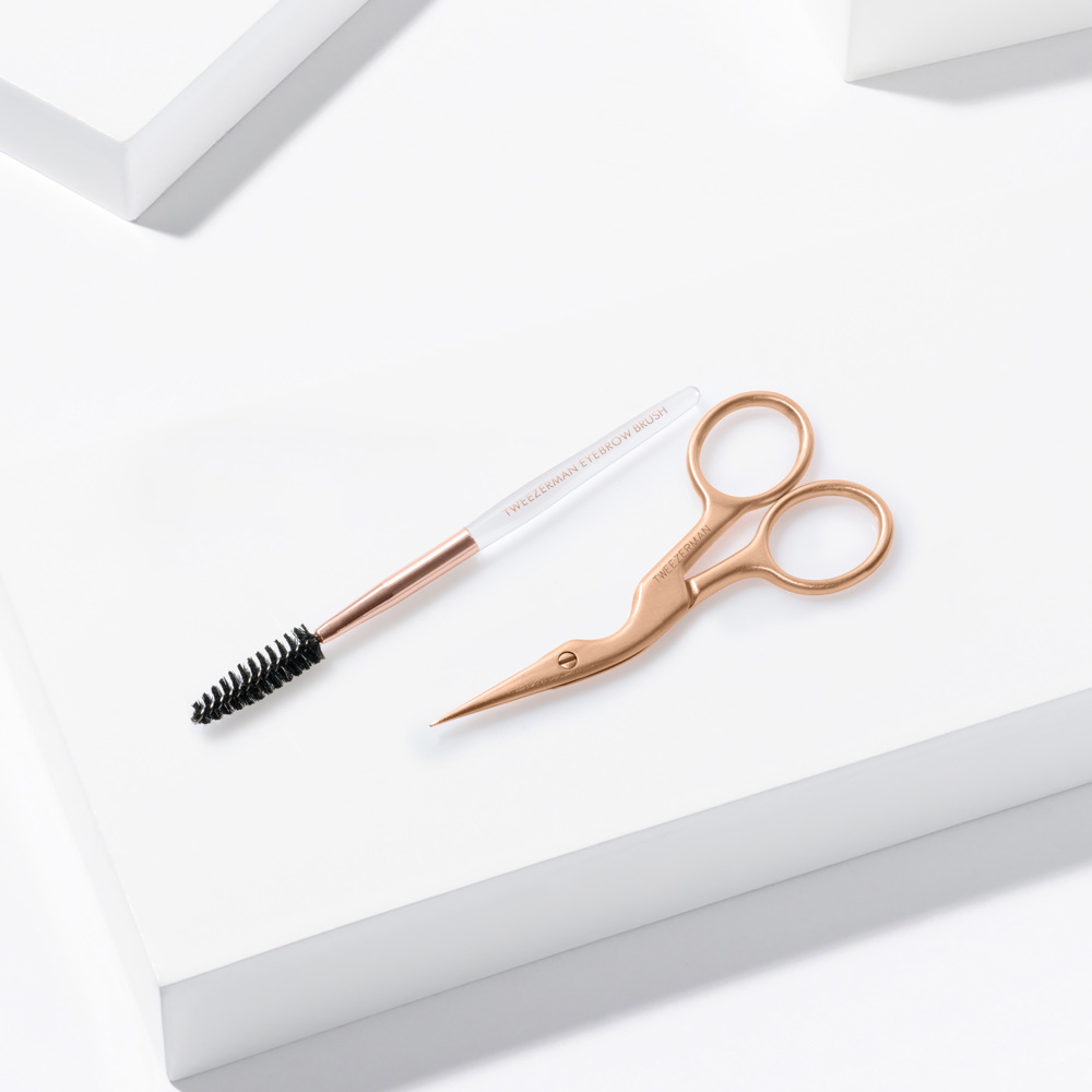 Rose Gold Brow Shaping Scissors & Brush
